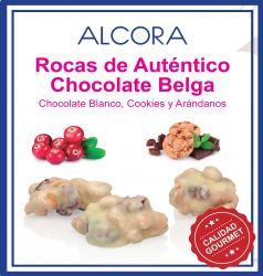 Foto principal Rocas de Chocolate Belga blanco con cookies y arándanos