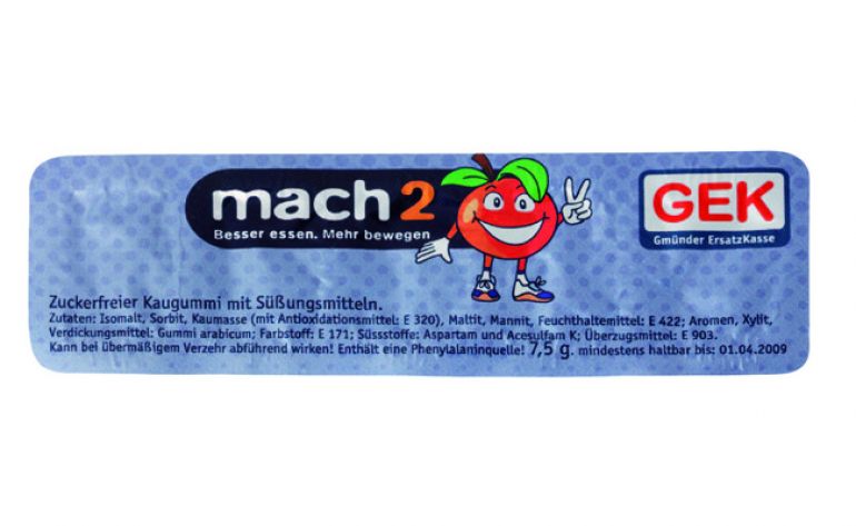 Goma de mascar en blister de 6 uds.